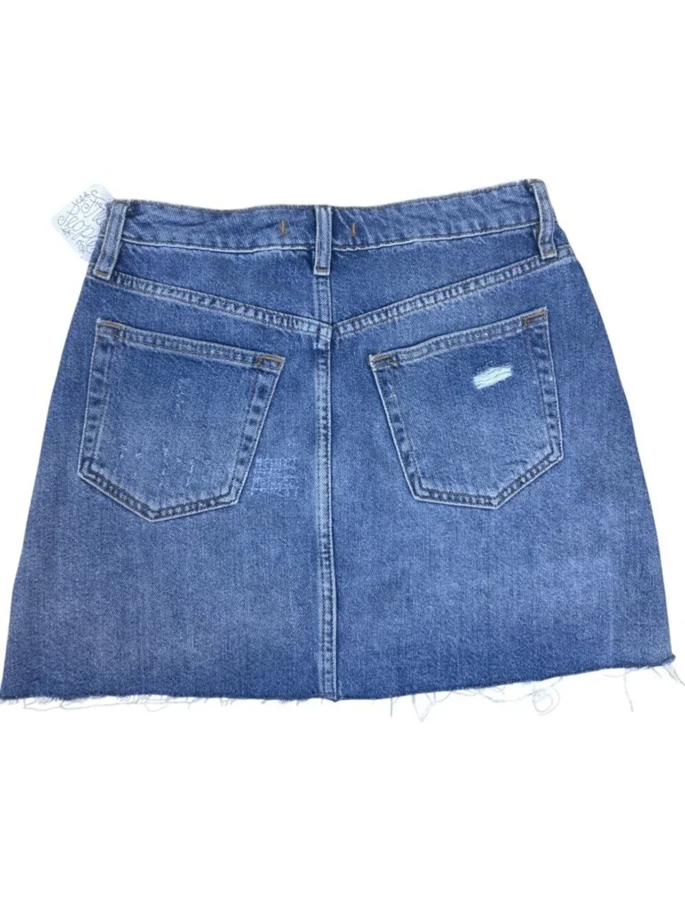 NWT We The Free Denim Mini Skirt Sz 26 Distressed Jean Skirt Blue Streetwear